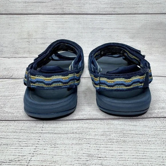 Teva‎ Kids Sport Sandals Blue Yellow Stripe Hook and Loop Size 13 - Picture 2 of 7